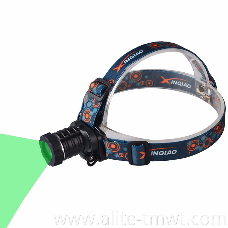 Zoom Rechargeable Headlamp LED Coon Hunting Headlight with Green Light